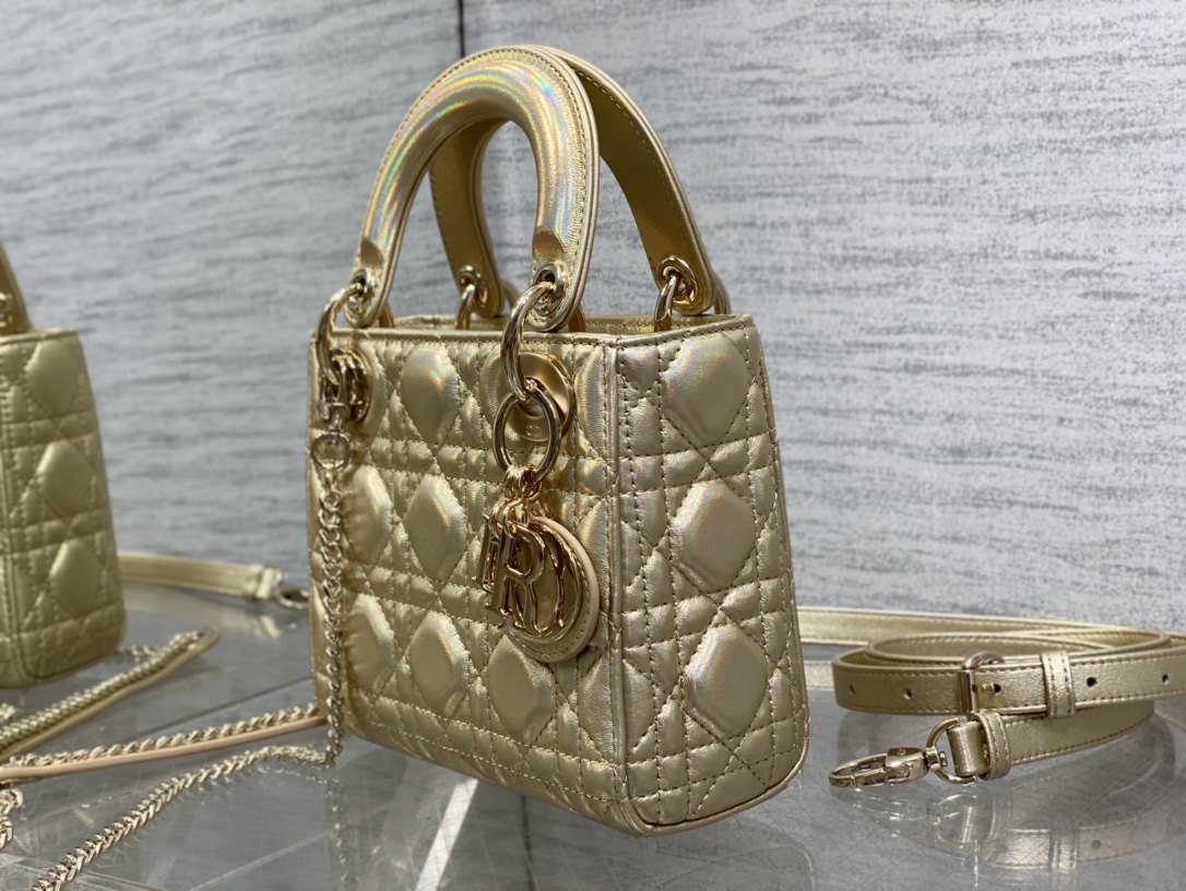 Mini Lady Dior Bag Gold Cannage Lambskin